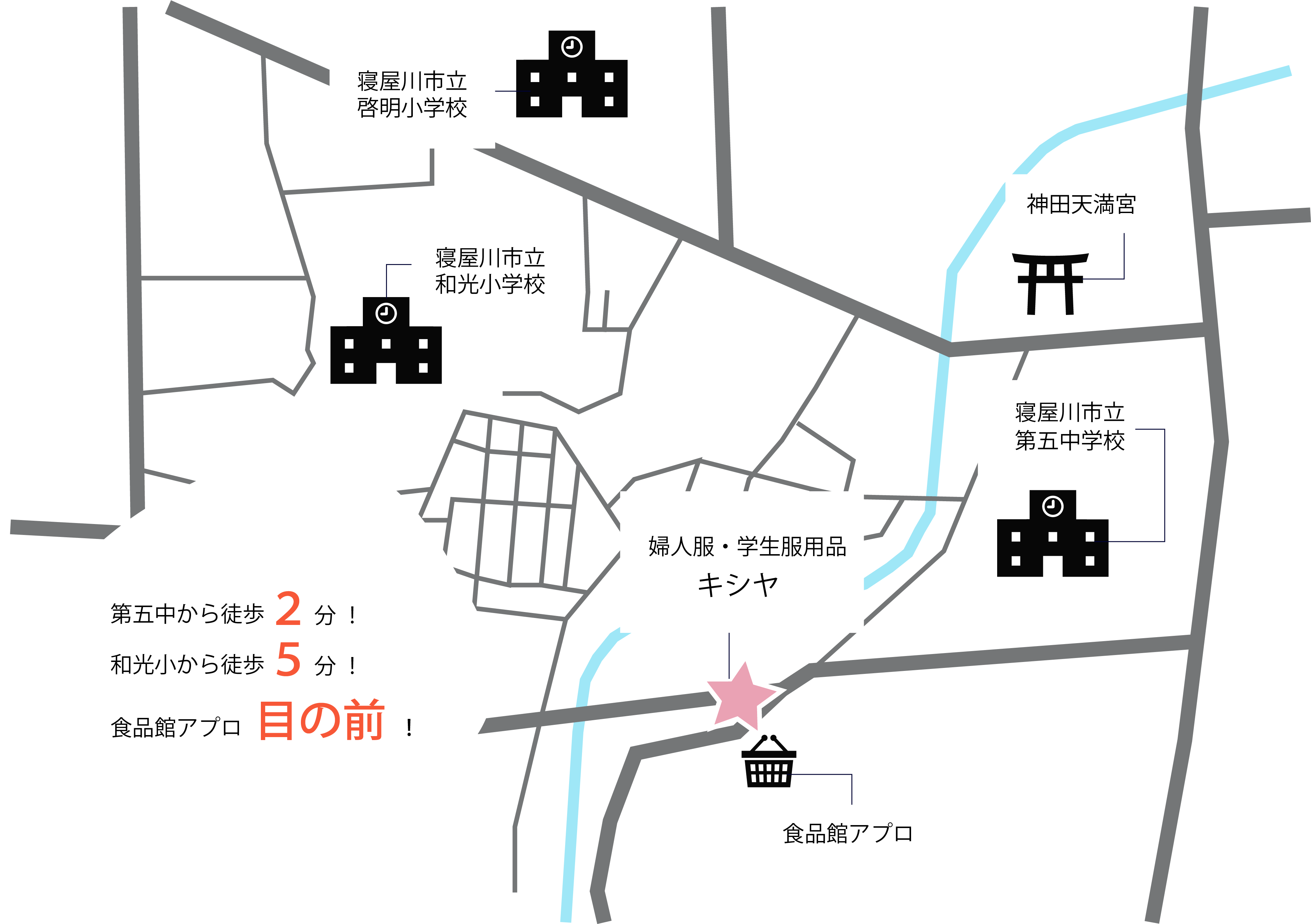 キシヤまでのイラストマップ